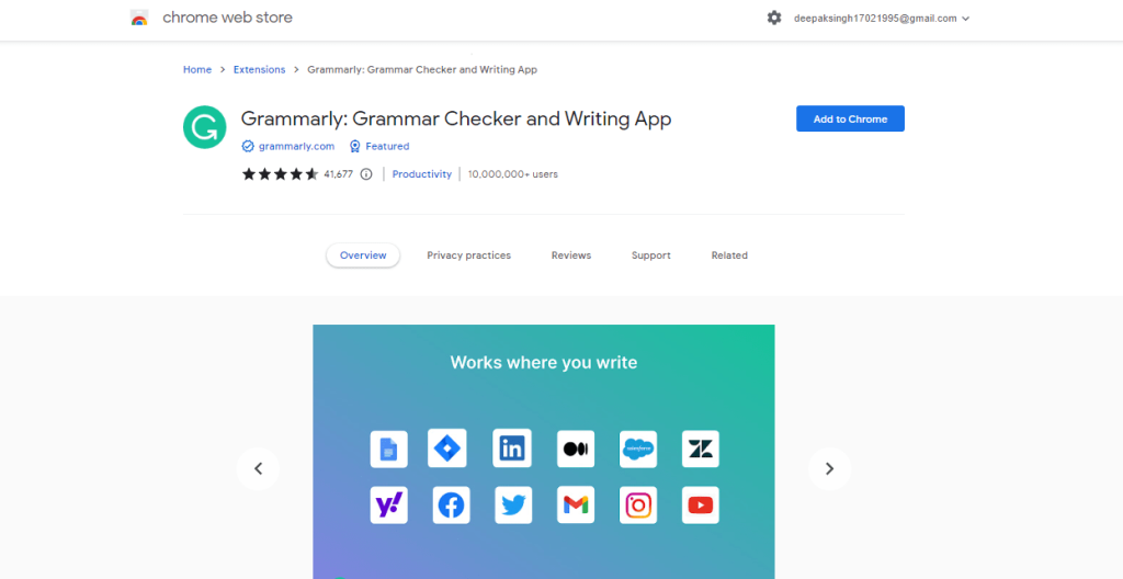 Grammarly add to Chrome